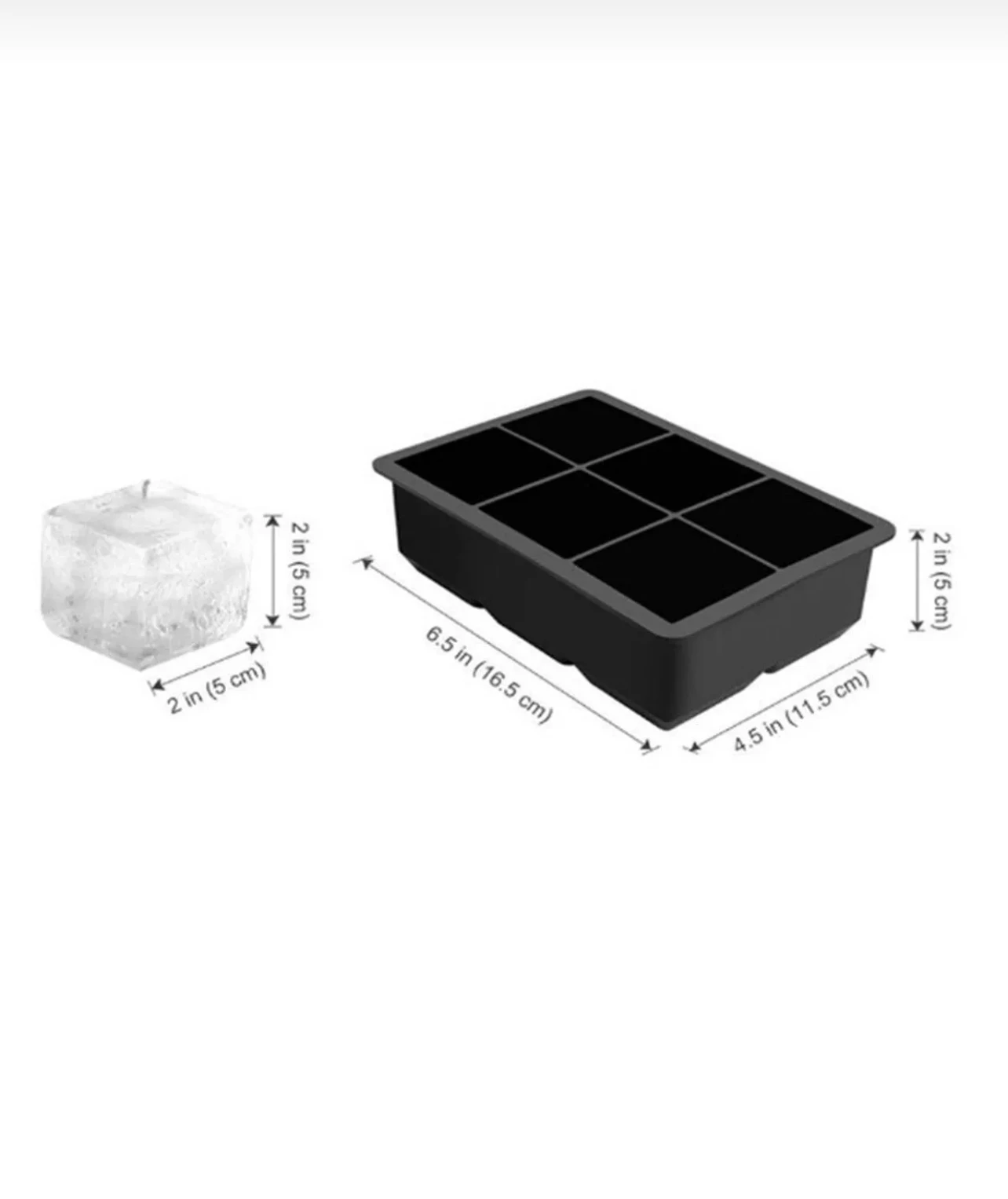 Moule à Glaçons Géants en Silicone Kitchen Beauty - 6 Cubes Carrés Noirs